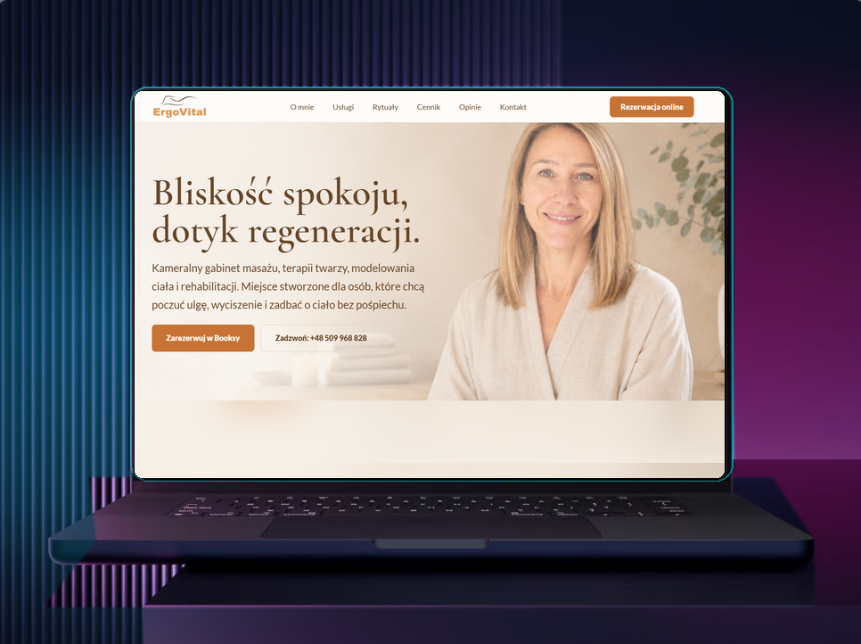 Projekt strony ErgoVital na ekranie laptopa